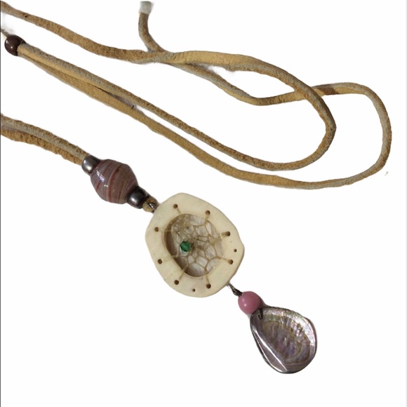 Dreamcatcher Abalone Blown Glass Necklace